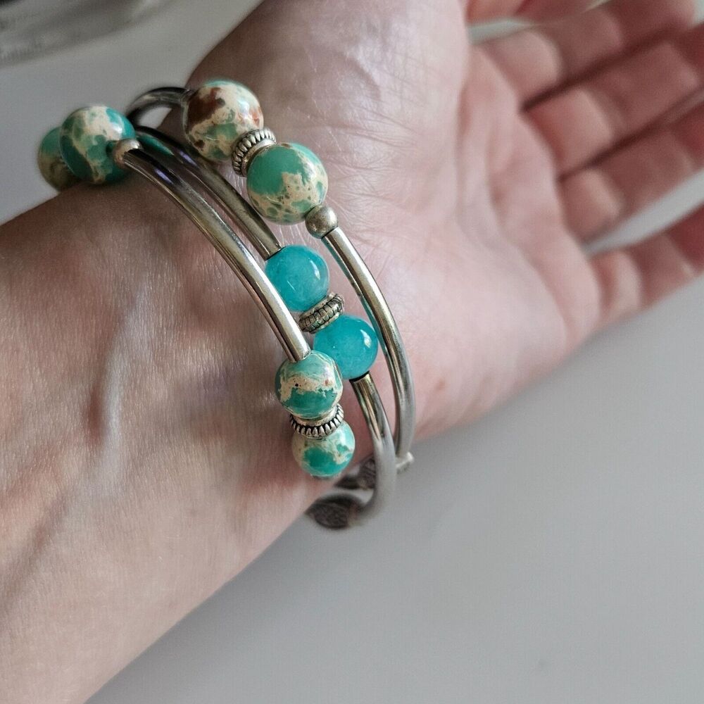 Silver tone layered wrap bracelet - Picture 7 of 13